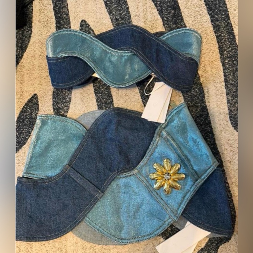 AREA Blue and Gold Women Jeans